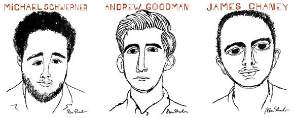 Schwerner, Goodman, and Chaney - Ben Shahn. Lithographs/1965.
