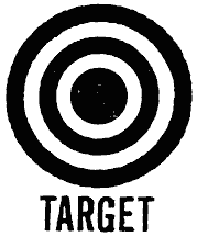 "Target" - Anonymous Xerox flyer 1999. Distributed internationally at "Stop the Bombing of Yugoslavia" peace demonstrations. The image was initially created by Serbian art students, who distributed the symbol world-wide by way of the internet.