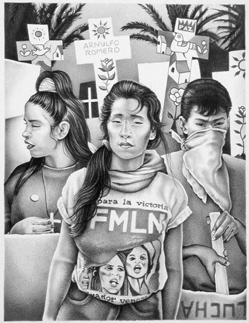 Artwork by Mark Vallen "El Salvador Presente" (El Salvador is Present) Mark Vallen 1994. Lithograph - 14" x 18" inches