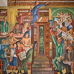 The Library - Bernard Zakheim. Coit Tower fresco mural. 1934.