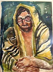 Student Scholar - Bernard Zakheim. Tempera on paper. 1931. The artist captured Judaic life in Paris, France prior to the Nazi occupation. Image courtesy of Nathan Zakheim and A Shenere Velt Gallery. Photo by Kirsten Cowan.