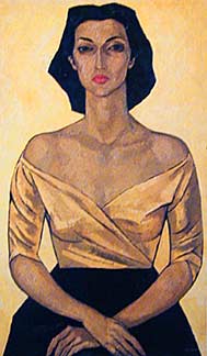 Portrait of Leonor Estrada - Oswaldo Guayasamín. Oil on panel. 1952. Not on view at the MoLAA exhibit.