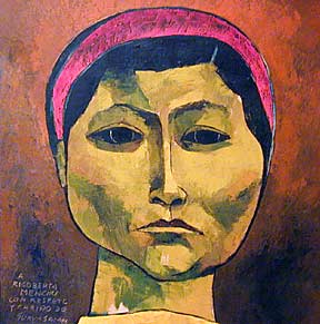 Rigoberta Menchú - Oswaldo Guayasamín. Oil on canvas. 1996. Portrait of the Guatemalan Maya human rights activist and winner of the Nobel Peace Price.