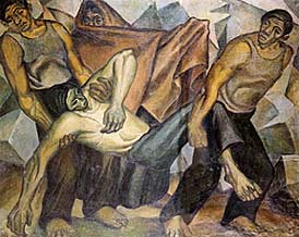 La Cantera (The Accident) – Oswaldo Guayasamín. Oil on canvas. 1941. The artist’s depiction of an industrial mining catastrophe. Rich in minerals and metals, Ecuador’s miners were subjected to exploitation and poor working conditions for much of the 20th century.