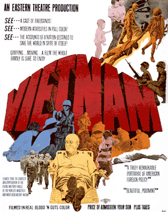  Vietnam: An Eastern Theatre Production. – David Nordahl. 1968. Offset poster. 28 ½ x 22 5/8. Poster image supplied by the Center for the Study of Political Graphics (CSPG). 