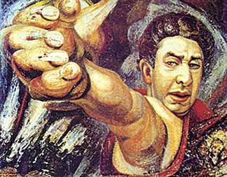 Self-Portrait – David Alfaro Siqueiros. 1945. Pyroxylin on masonite. A reproduction of this painting will be one of the many reproductions of the artist’s works to be displayed at the Mural and Interpretive Center.
