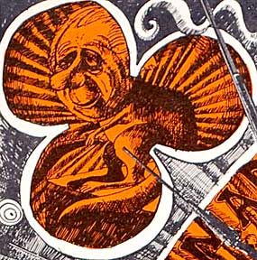 "The Madonna of the Napalm" – Martin Sharp. Offset poster. The pro-war Australian Prime Minister, John Gorton, is depicted in this poster detail. 