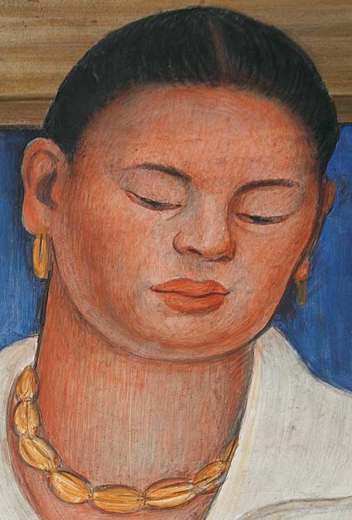 Artist Marion Simpson, a detail from Rivera's "The Making of a Fresco". Photo/Mark Vallen ©