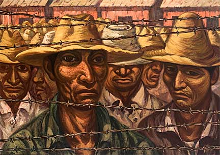 "Braceros" - Domingo Ulloa, 1960. Oil on masonite. Image courtesy of the Autry.