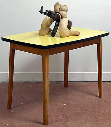 "Yes" - Sarah Lucas. Sculpture with decommissioned Kalashnikov rifle. 2012.