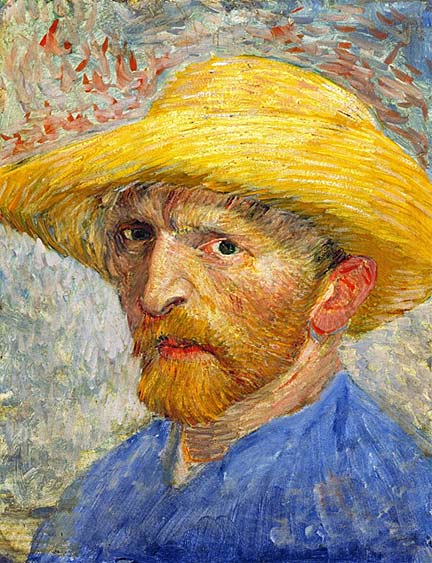 "Self Portrait" - Vincent van Gogh. Oil on board, mounted to wood panel. 1887. In the collection of the Detroit Institute of Arts. Photo, Detroit Institute of Arts © 2013.