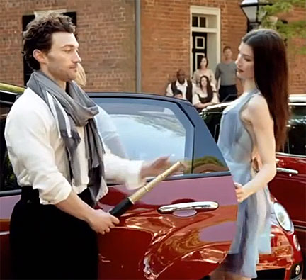 "So there we have it, the legacy of the great American revolutionary Paul Revere is reduced to a visual double entendre about an erection." Screenshot from Fiat's "Italian Invasion" commercial.