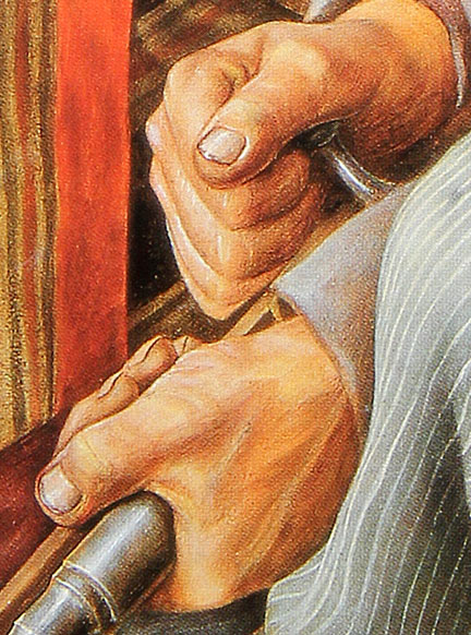 "Ruhrkampf" (Detail) - Barthel Gilles.1930. As sensitive a depiction of human hands ever portrayed in German art, these are the rough hands of a man who suffered much but remained unbowed.