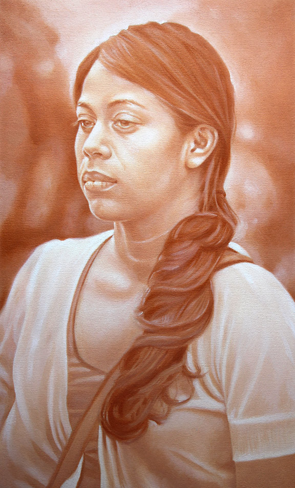 "Portrait of a Woman" - Mark Vallen. Detail of work in progress. Oil on canvas. 2013. ©