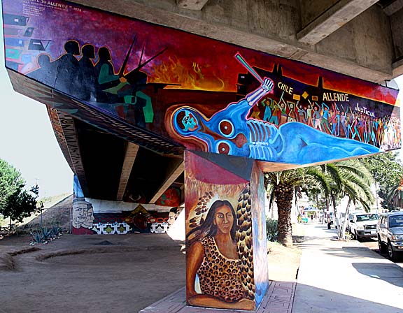 "Tribute to Allende mural" in Chicano Park. Photograph by Mark Vallen ©