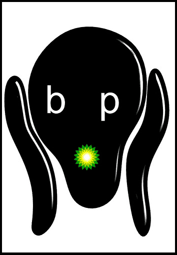 Alternative BP logo - Based on Edvard Munch's artwork, "The Scream" © All rights reserved/Greenpeace UK.