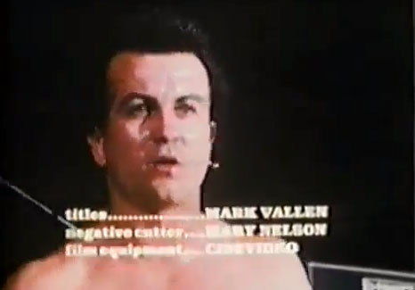 Screen shot from the closing credits of The Decline of Western Civilization. The final scene offered concert footage of the band Fear, with front man Lee Ving singing, "Let's Have a War."