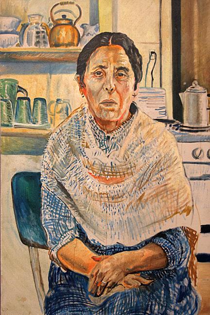 The Artist's Mother - Roberto Chavez. Oil on canvas. 1970. <br>Photo by Mark Vallen ©.