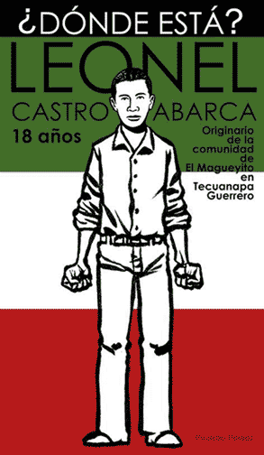 Leonel Castro Abarca - Poster of the missing 18-year old Ayotzinapa student created by Bodox.