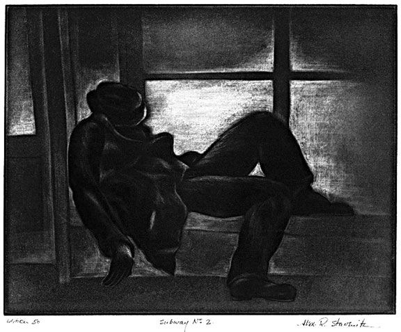 Subway No. 2 - Alex R. Stavenitz. Mezzotint with Aquatint. 1935