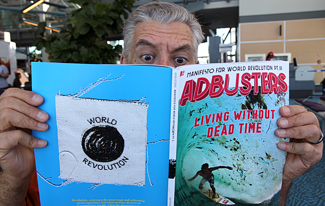 Vallen finds inspiration in the pages of Adbusters. Photo/Jeannine Thorpe ©