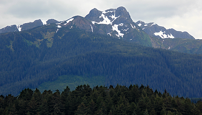 The forested mountains surrounding the village of Hoonah. Photo/Mark Vallen ©