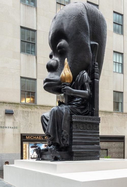 “Oracle.” Sanford Biggers. Bronze. 2021. Photo Daniel Greer, courtesy of Art Production Fund.