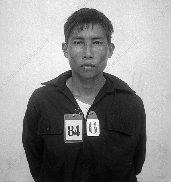 Unidentified male prisoner in Security Prison 21. Photograph taken sometime between 1975-79. Photo: Tuoi Sleng Genocide Museum.