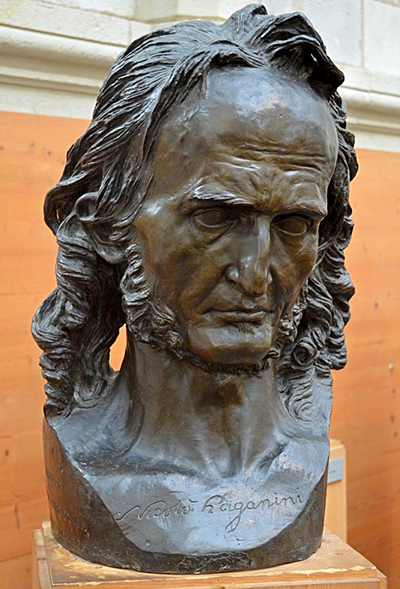 “Niccolò Paganini.” This bronze portrait bust of the Italian composer and violin virtuoso was created by David d'Angers in 1830.