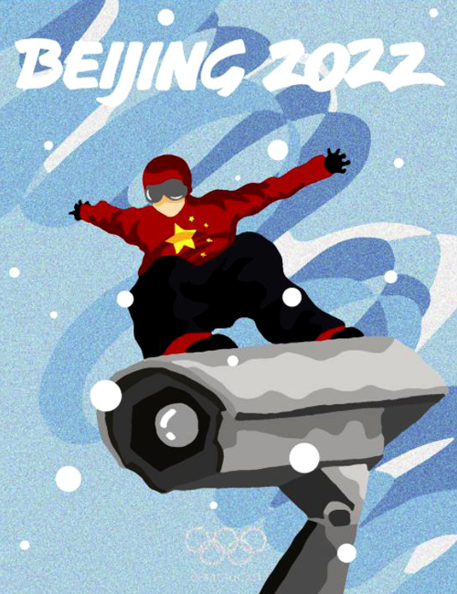 “Snowboard - Beijing Olympics 2022.” Image courtesy of Badiucao. 