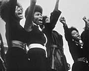Panther women at a "Free Huey" rally, 1968.