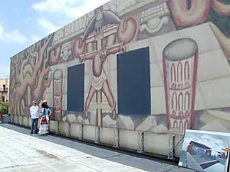 A full view of the rooftop mural