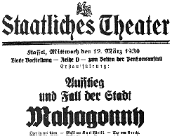 Original 1930s program guide for Mahagonny