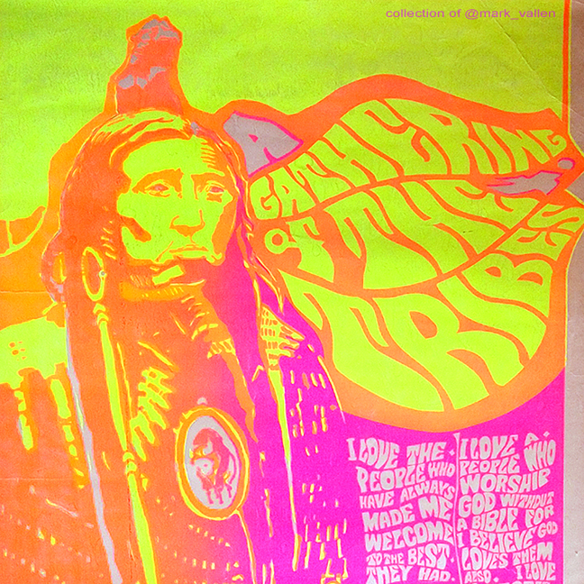 "A Gathering Of The Tribes." Detail. Anonymous artist circa 1967. Silkscreen.