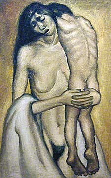 La Madre y el Nino (Mother and Child) – Oswaldo Guayasamín. Oil on canvas. 1941.