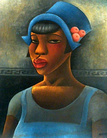 "Black Woman with Blue Dress" Miguel Covarrubias. Oil on masonite. 1926. Collection of the Library of Congress.