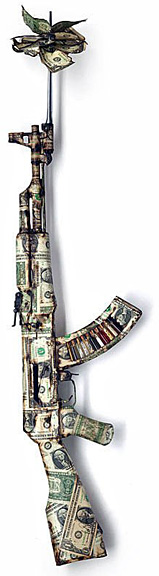 "Commodities" - Bran Symondson. Assemblage on decommissioned Kalashnikov rifle. 2012.