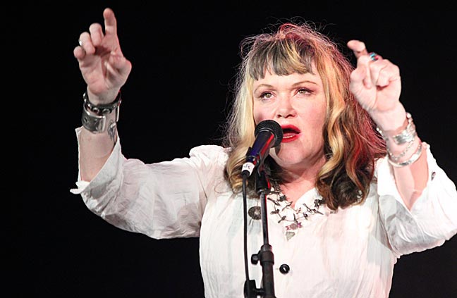 "Sister Exene Cervenka" - Photo by Mark Vallen 2013 ©. Exene at The Echo club in Los Angeles.