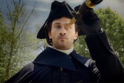 A postmodern Paul Revere. Screenshot from Fiat's "Italian Invasion" commercial. 