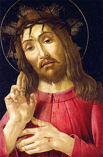 "The Resurrected Christ" - Sandro Botticelli. 1480. Paint on wood panel. 18 x 11 3/4 inches. Collection of the DIA.