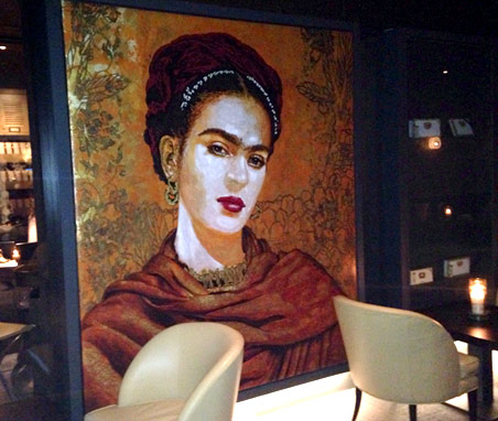 Frida in Dubai-landia. Photo taken by an anonymous diner on the opening night of IZEL.