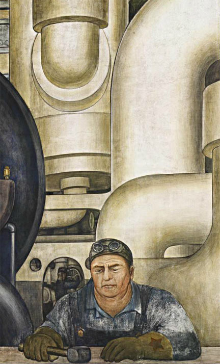 Detail from Diego Rivera's "Detroit Industry" mural at the Detroit Institute of the Arts.