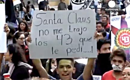 "Santa Claus did not bring me the 43" - Screenshot from a Euronews video on the Dec. 26, Silent March.