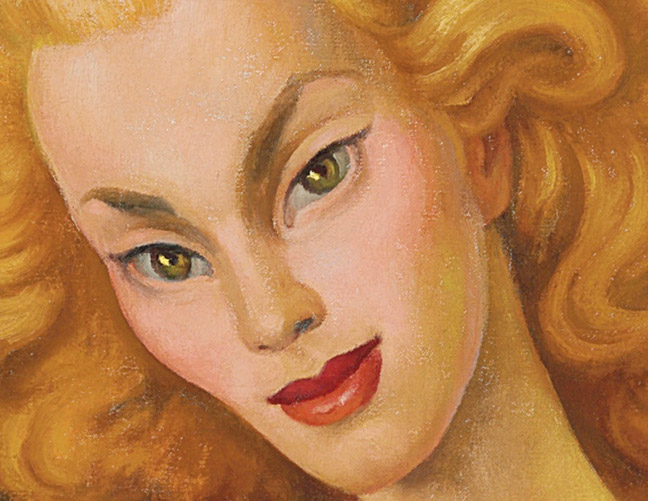 "Portrait of Linda Christian" (Detail) Diego Rivera, 1947.