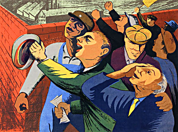 The Strike Is Won - Harry Gottlieb. Color silk-screen print. 1940.