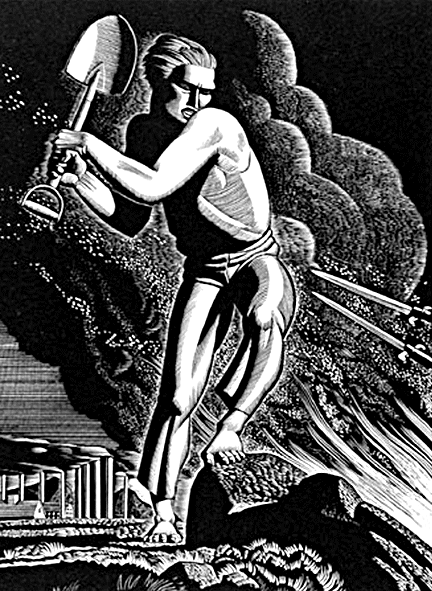 Workers of the World Unite - Rockwell Kent. Wood engraving. 1937.