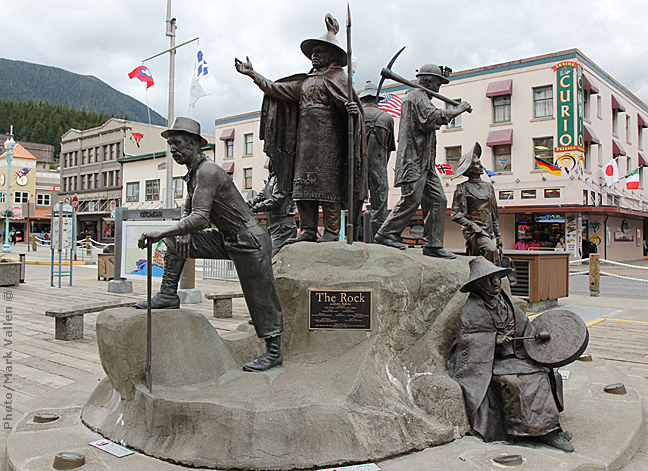 "The Rock" - Bronze statue designed by David Rubin that is located on the downtown waterfront dock of Ketchikan, Alaska. Photo/Mark Vallen ©