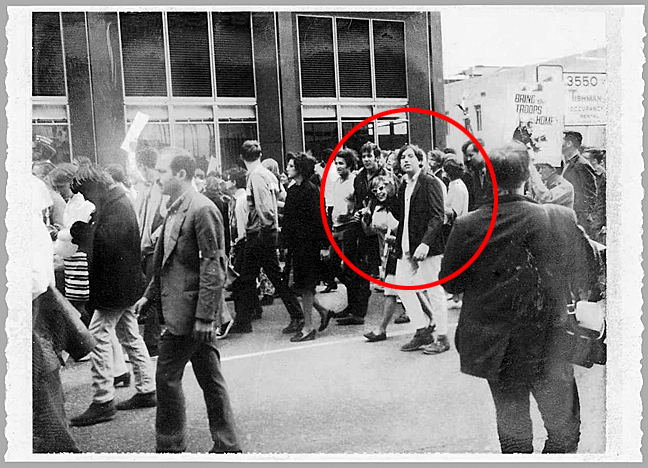 My father took this black & white Polaroid camera snapshot of my mother and I as we marched in the huge anti-Vietnam war demonstration that took place on L.A.'s Wilshire Boulevard in 1967. 