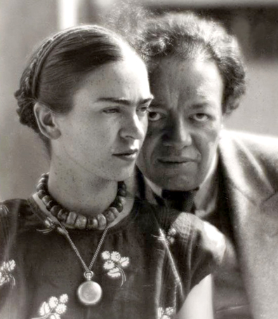 "Frida Kahlo and Diego Rivera" - Photo by Hungarian photographer Martin Munkácsi.