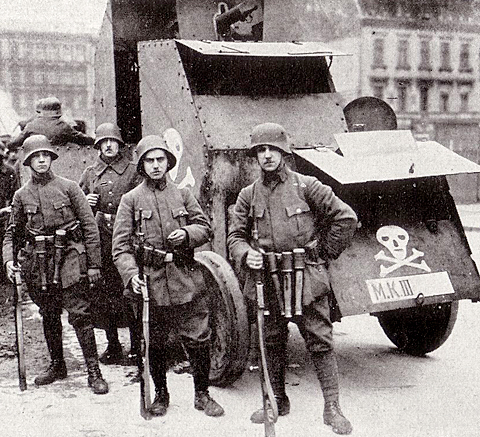 Freikorps paramilitary unit on the streets of Berlin, 1919.